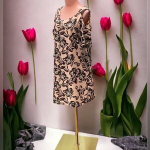 WOMENS COLD SHOULDER FLORAL MIDI DRESS MEDIUM LOOSE FIT